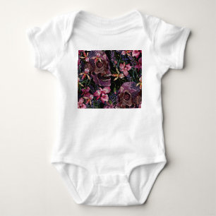 Stickiger Schädel: gotisch-orchid Muster Baby Strampler