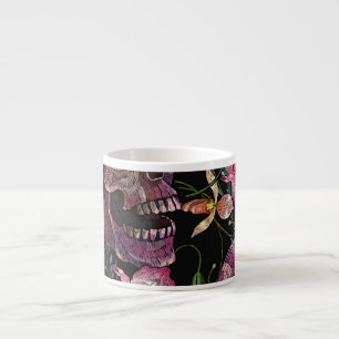 Stickiger Schädel: gotisch-orchid Muster Espressotasse