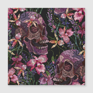 Stickiger Schädel: gotisch-orchid Muster Magnetkarte