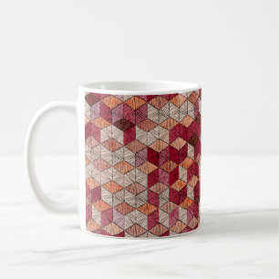 Stickiges Patchwork nahtlos Muster. Bohemisch. Kaffeetasse