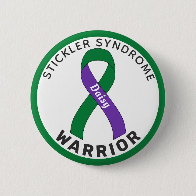 Stickler-Syndrom Warrior Ribbon White Button (Vorderseite)