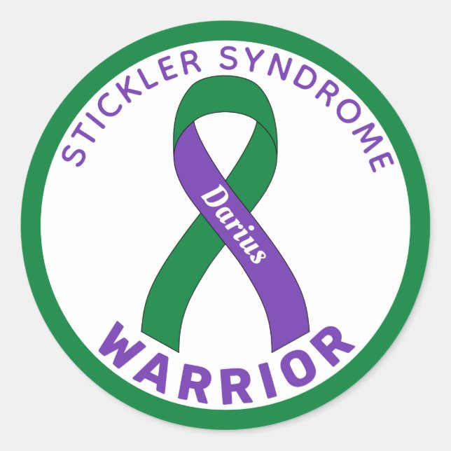 Stickler-Syndrom Warrior Ribbon White Runder Aufkleber (Vorderseite)