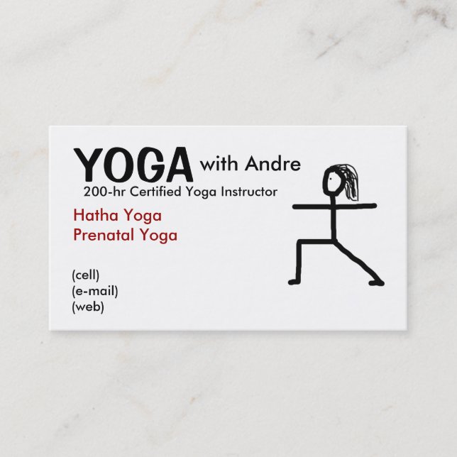 stickman3, YOGA, mit Andre, bestätigte YogaIns… Visitenkarte (Vorderseite)