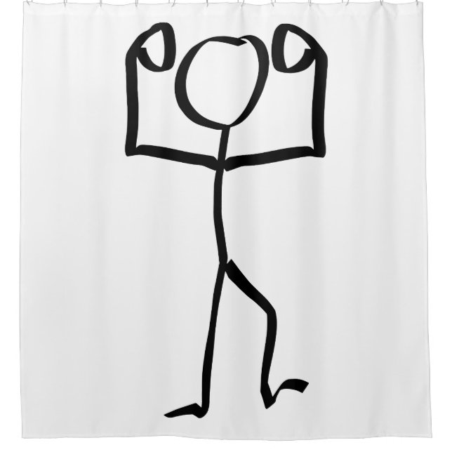 Stickman Figure Winner Illustration, One Line Art Duschvorhang (Vorderseite)