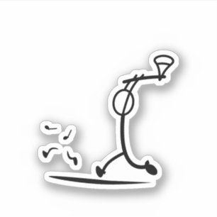 STICKMAN FUNNY CHASSER POMME STICKER SIGN