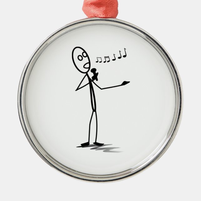 Stickman Gesang Silbernes Ornament (Vorne)