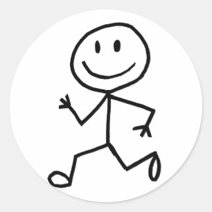 Stickman Läufer Runder Aufkleber