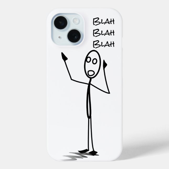 Stickman on phone funny Black and white blah blah Case-Mate iPhone Hülle (Rückseite)