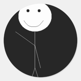 Stickman Waving Runder Aufkleber