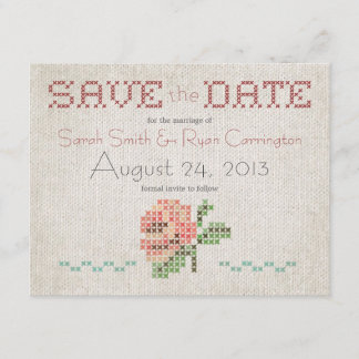 Stickmuster-Antiquitäten-Hochzeit-Einladungskarte Save The Date