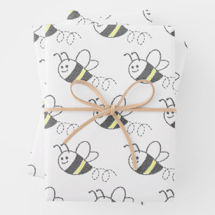 Stickmusterdruck Süße Biene  Geschenkpapier Set