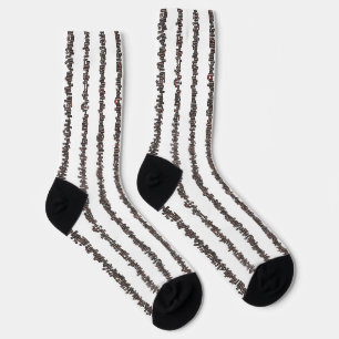Sticks und Steine, schwarz, weiß und mocha Streife Socken