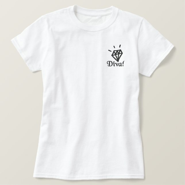 sticktes Shirt aus weißem Diamantdiva (Design vorne)