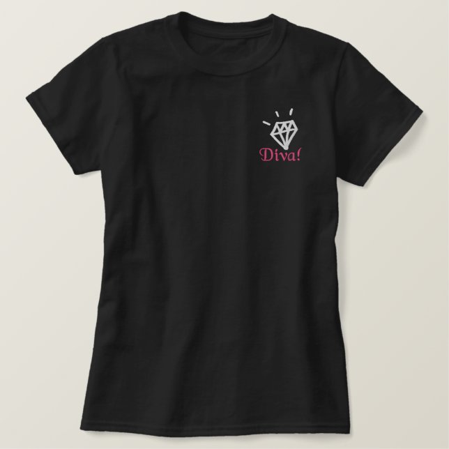 sticktes Shirt aus weißem Diamantdiva (Design vorne)