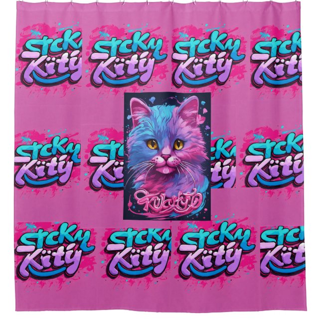 Sticky kitne duschvorhang (Vorderseite)