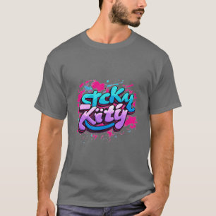 Sticky Kitty : Cursive Graffiti Logo T-Shirt Desig