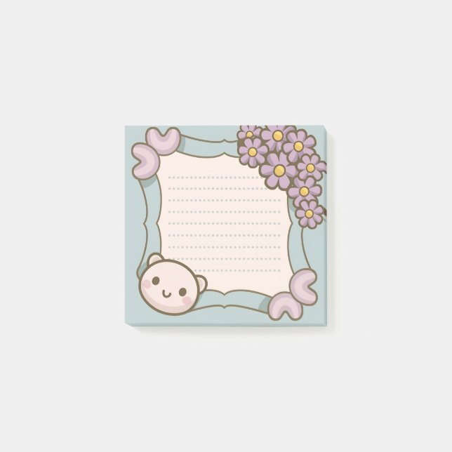 Sticky Note Template mit Whimsical Florals Post-it Klebezettel (Vorderseite)
