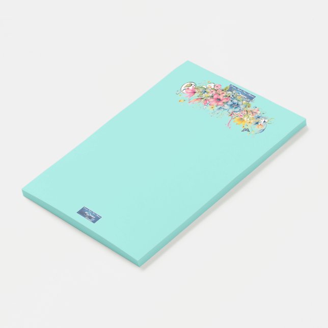 Sticky Notes (floral Blue Notes2)RFPMDesign ©️ 202 Post-it Klebezettel (angewinkelt)