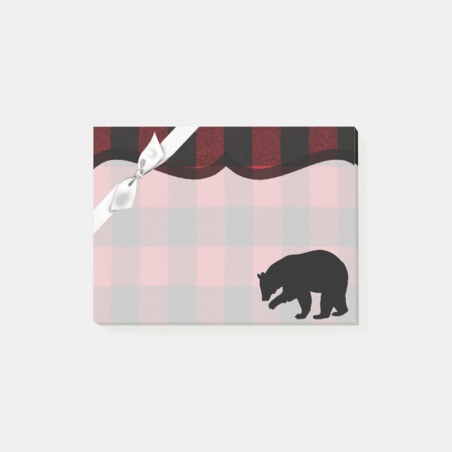 Sticky Notes Red Buffalo Kariert Bear Black Post-it Klebezettel (Vorderseite)