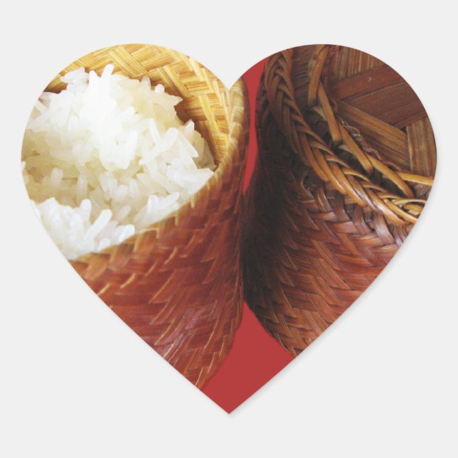 Sticky Rice [Khao Niao] Thai Lao Food Herz-Aufkleber (Vorderseite)