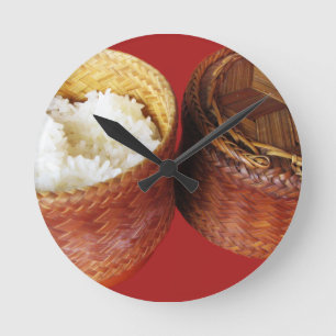 Sticky Rice [Khao Niao] Thai Lao Food Runde Wanduhr