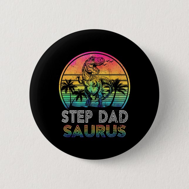 Stief-Dadsaurus Dinosaur Stiefvater Saurus Familie Button (Vorderseite)