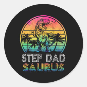 Stief-Dadsaurus-Dinosaurier-Stief-Vater-Saurus-Fam Runder Aufkleber