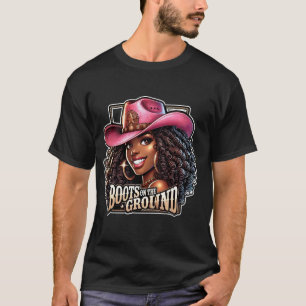 Stiefel Am Boden Afroamerikanisches Land Cowgi T-Shirt