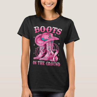 Stiefel Am Boden Cowgirl Western Brustkrebs T-Shirt