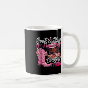 Stiefel & Amp; Bling sein Cowgirl, das rosa schwar Kaffeetasse