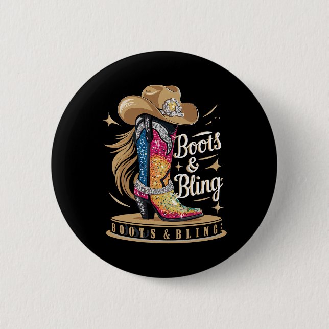 Stiefel & Amp; das Mädchen, das Rodeo Wester spiel Button (Vorderseite)