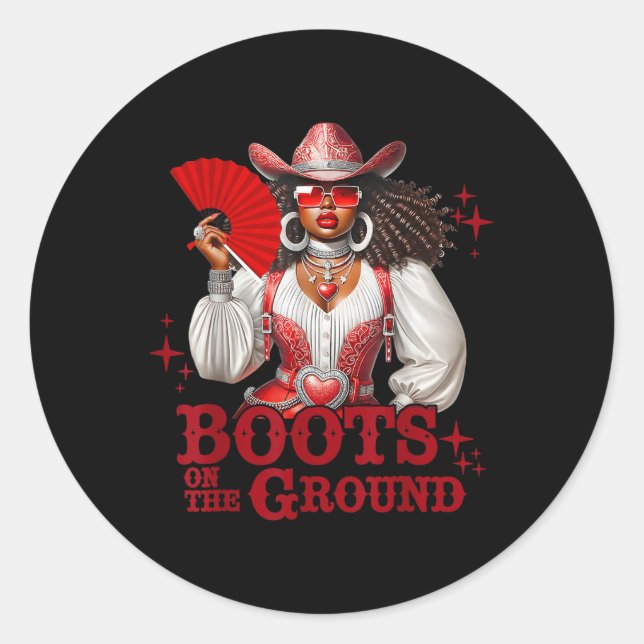Stiefel auf dem Boden Boot Cowboy Western Cowgirl  Runder Aufkleber (Vorderseite)