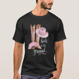 Stiefel Auf Dem Boden Country-Stiefel Rosa Musik W T-Shirt