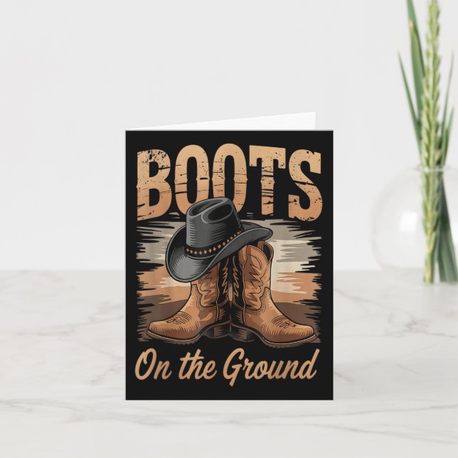 Stiefel auf dem Boden Cowgirl Line Tanz Frauen Män Karte (Vorderseite)