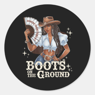 Stiefel auf dem Boden Linedance Black Cowgirl Mela Runder Aufkleber