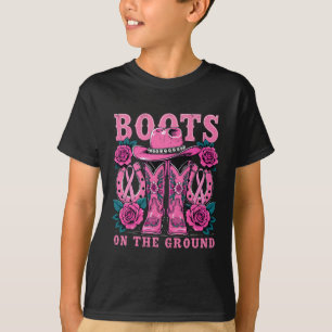Stiefel auf dem Boden rosa Western Cowgirl Brust C T-Shirt