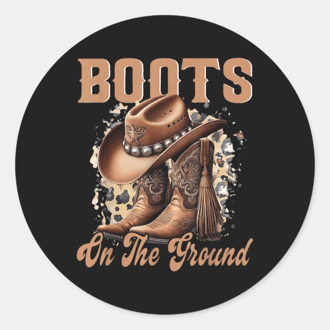 Stiefel auf dem Bodner Cowboy Western Cowgirl Runder Aufkleber (Vorderseite)
