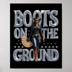 Stiefel auf dem Western Cowgirl Boot auf dem Boden Poster