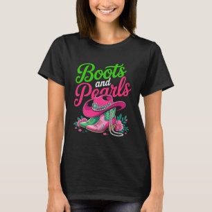 Stiefel auf den Boden Pinke Cowgirl T-Shirt