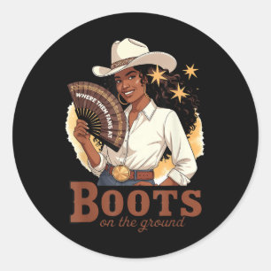 Stiefel auf der Erde Junetzehnte Cowgirl, wo sie Runder Aufkleber