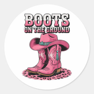 Stiefel auf der Landschaft Cowboy Western Cowgirl Runder Aufkleber