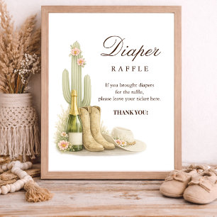 Stiefel & Blasen Western Babyparty-Windel-Raffle Poster