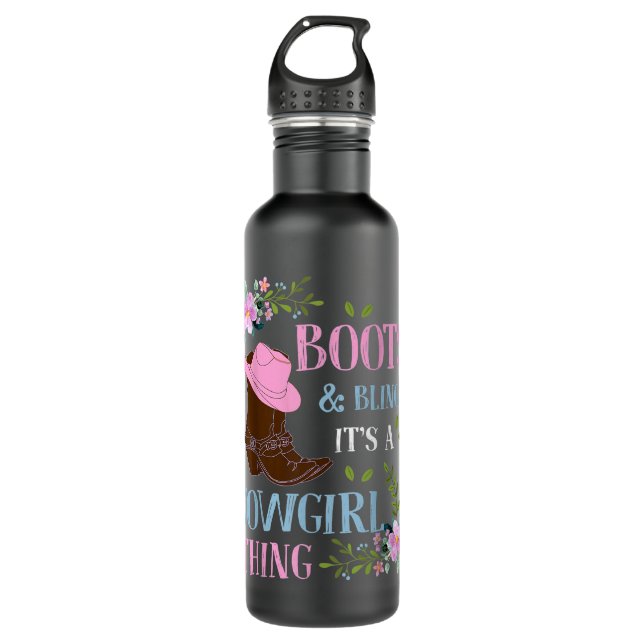 Stiefel Blendet es ein Cowgirl Sache Niedliche Lie Edelstahlflasche (Vorderseite)