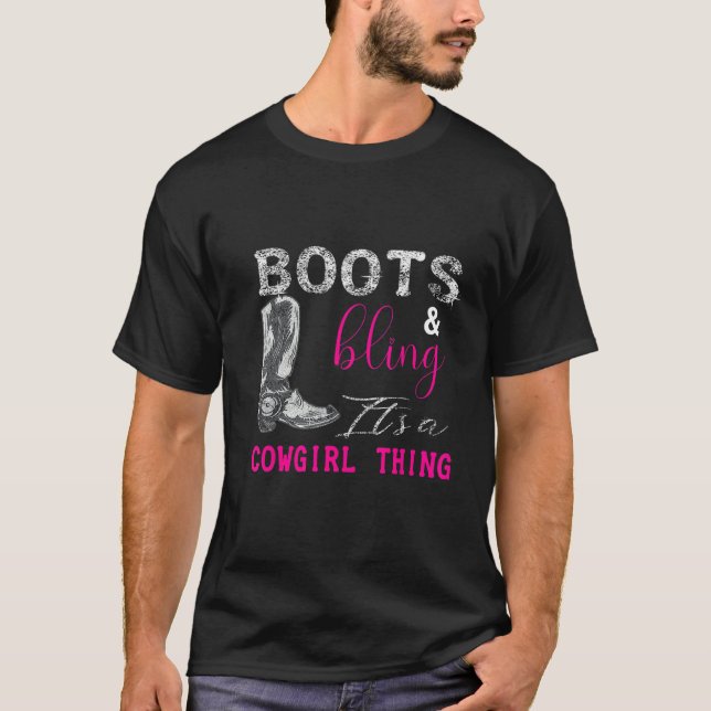 Stiefel & Bling Es ist ein Cowgirl Thing Horse Rid T-Shirt (Vorderseite)