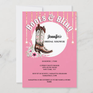 Stiefel Bling rosa Cowboy Stiefel Blumenstrauß Wes Einladung