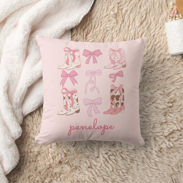 Stiefel & Bows Pink Cowgirl Coquette Throw Kissen (Decke)