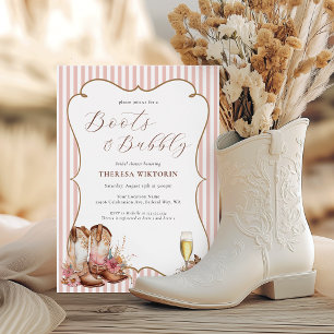 Stiefel & Bubbels Rosa Western-Cowgirl-Brautparty Einladung