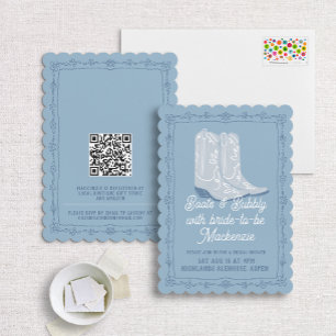 Stiefel & Bubbly Blue Cowboy Brautparty Einladung