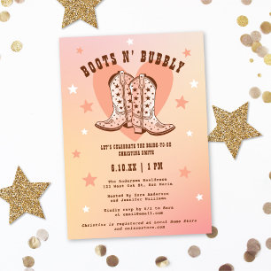 Stiefel & Bubbly Cowgirl Western Peach Brautparty Einladung