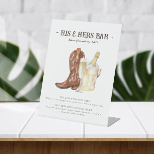 Stiefel & Bubbly Rustikale Western Bar signieren Sockelschild